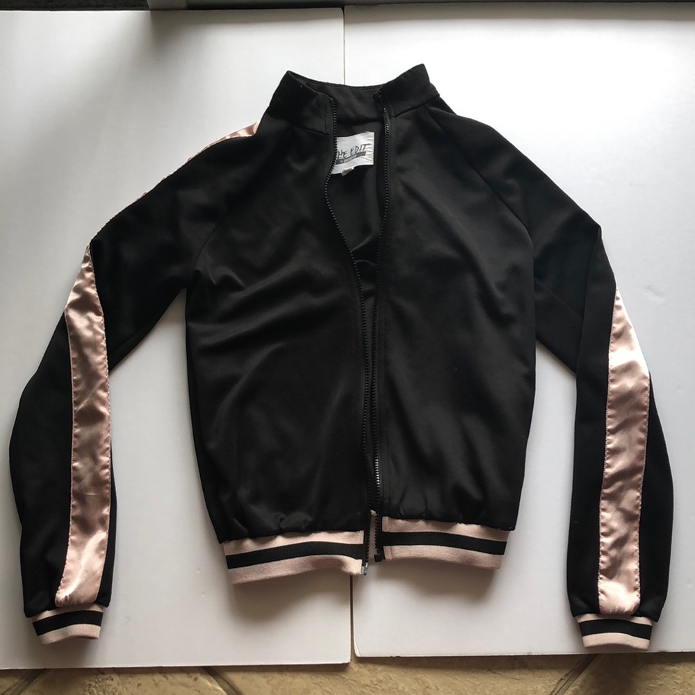 black and pink stripe jacket